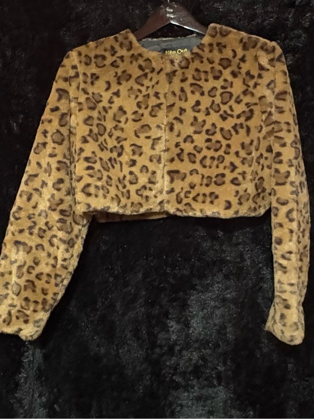 NWT NITE OUT By Say What? Cropped Leopard Faux Fur Blazer - Brown & Black